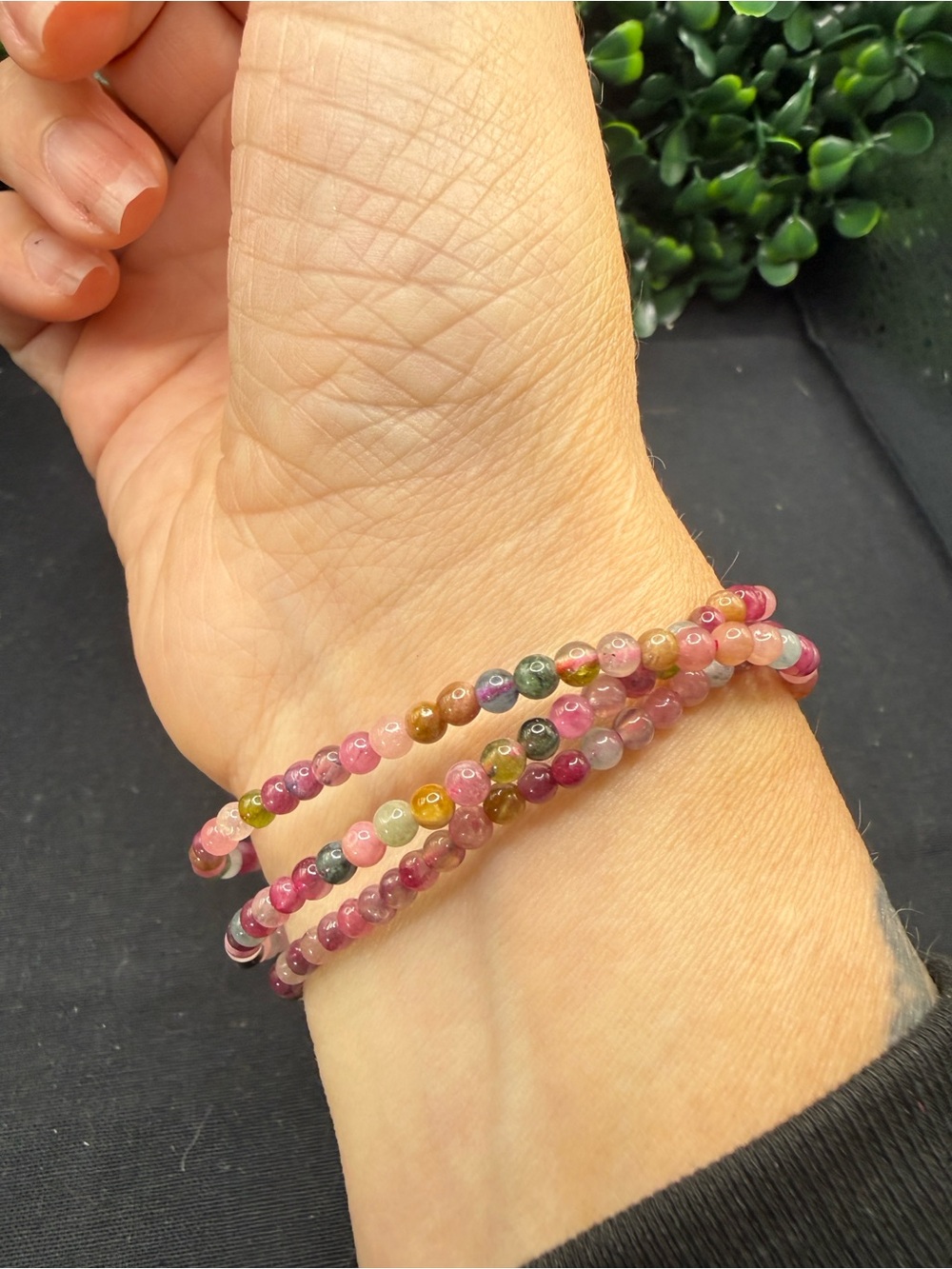 Tourmaline 3mm Beaded Necklace or Wrap Bracelet - Picture 3 of 4